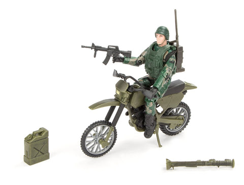 Action Militærfigur + Dirtbike 1:18